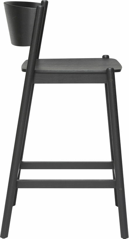 Chaise de bar en chêne noir 75 cm Oblique - Hübsch - The Cool Republic