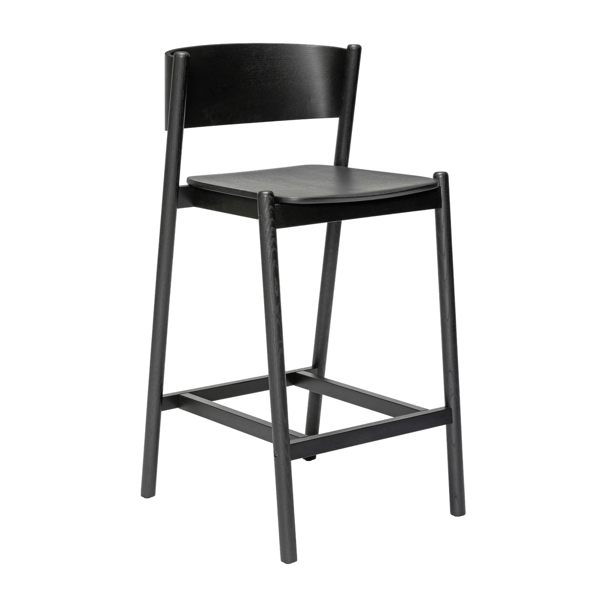 Chaise de bar en chêne noir 75 cm Oblique- Hübsch - The Cool Republic