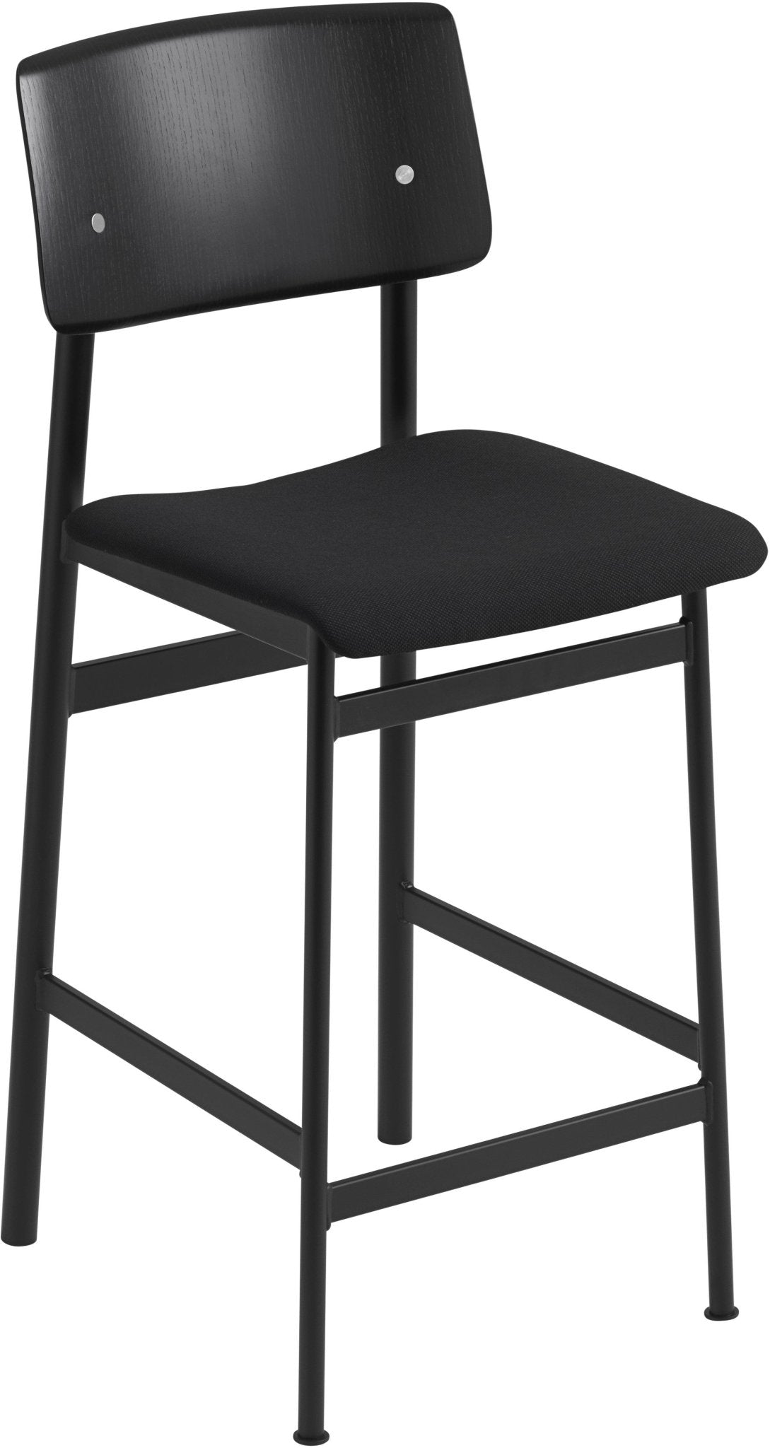 Chaise de bar en chêne noir et assise noire 65 cm Loft - Muuto - The Cool Republic