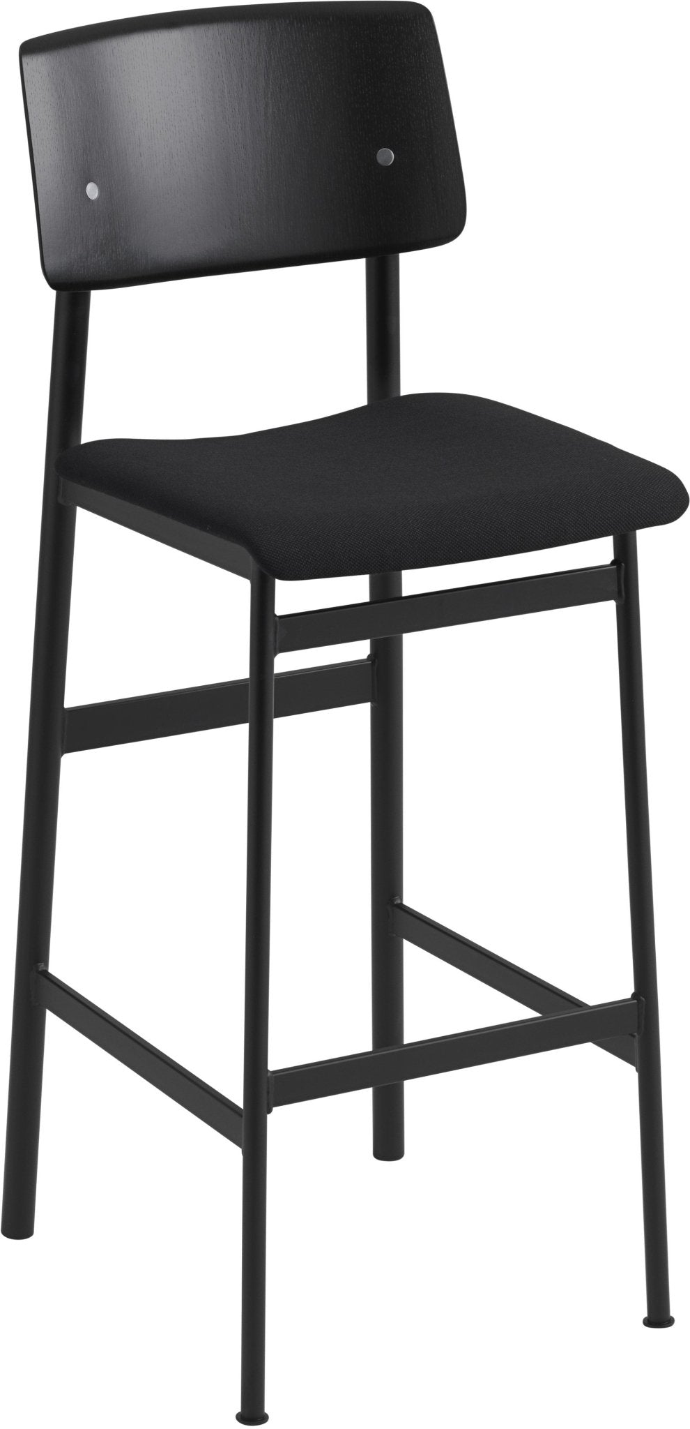 Chaise de bar en chêne noir et assise noire 75 cm Loft - Muuto - The Cool Republic