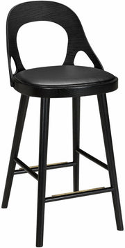 Chaise de bar en chêne noir et coussin en cuir reconstitué noir 63 cm Colibri - Hans k - The Cool Republic