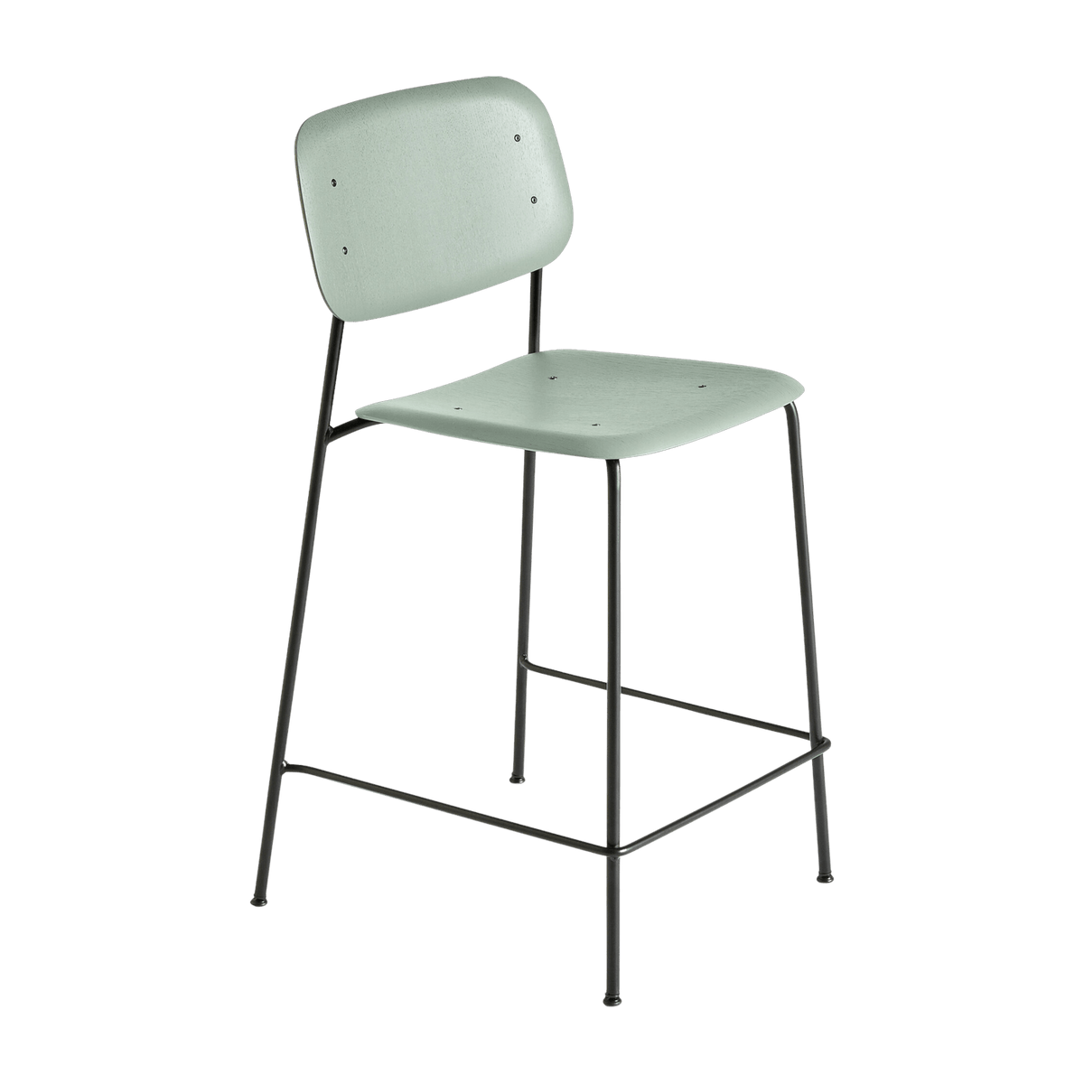 Chaise de bar en chêne vert et acier Soft Edge 90 - HAY - The Cool Republic