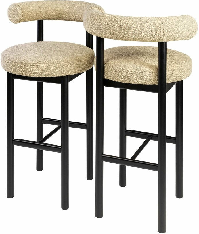 Chaise de bar en hêtre noir et beige Sosis Avignon Artic Silver - Versmissen - The Cool Republic