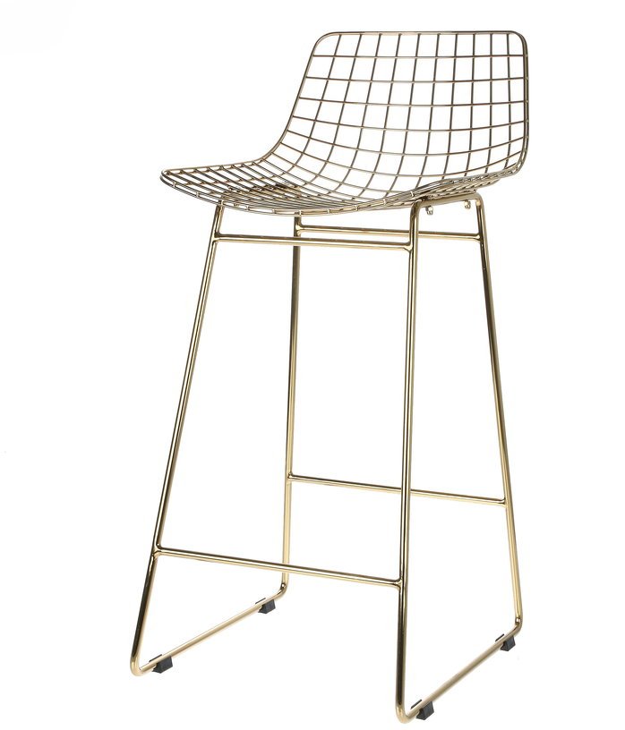Chaise de bar en métal doré Wire - HKliving - The Cool Republic
