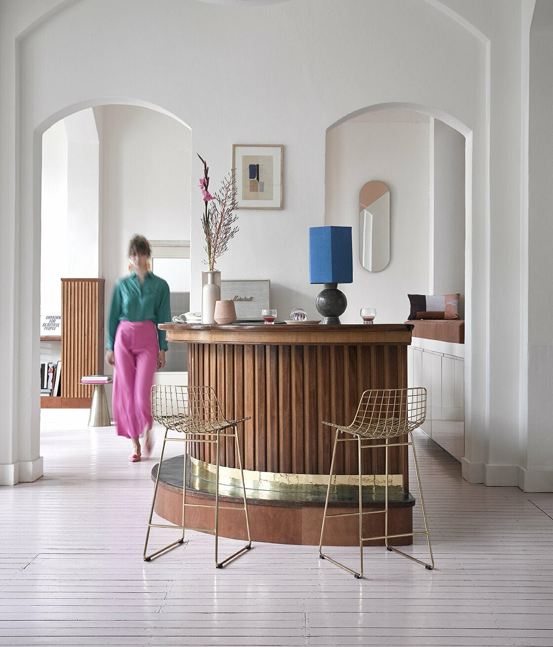 Chaise de bar en métal doré Wire - HKliving - The Cool Republic