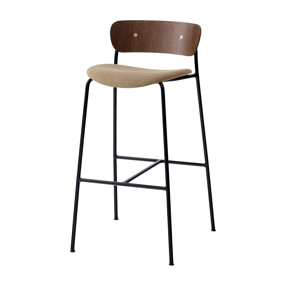 Chaise de bar en noyer laqué et tissu beige AV10 Pavilion - &tradition - The Cool Republic