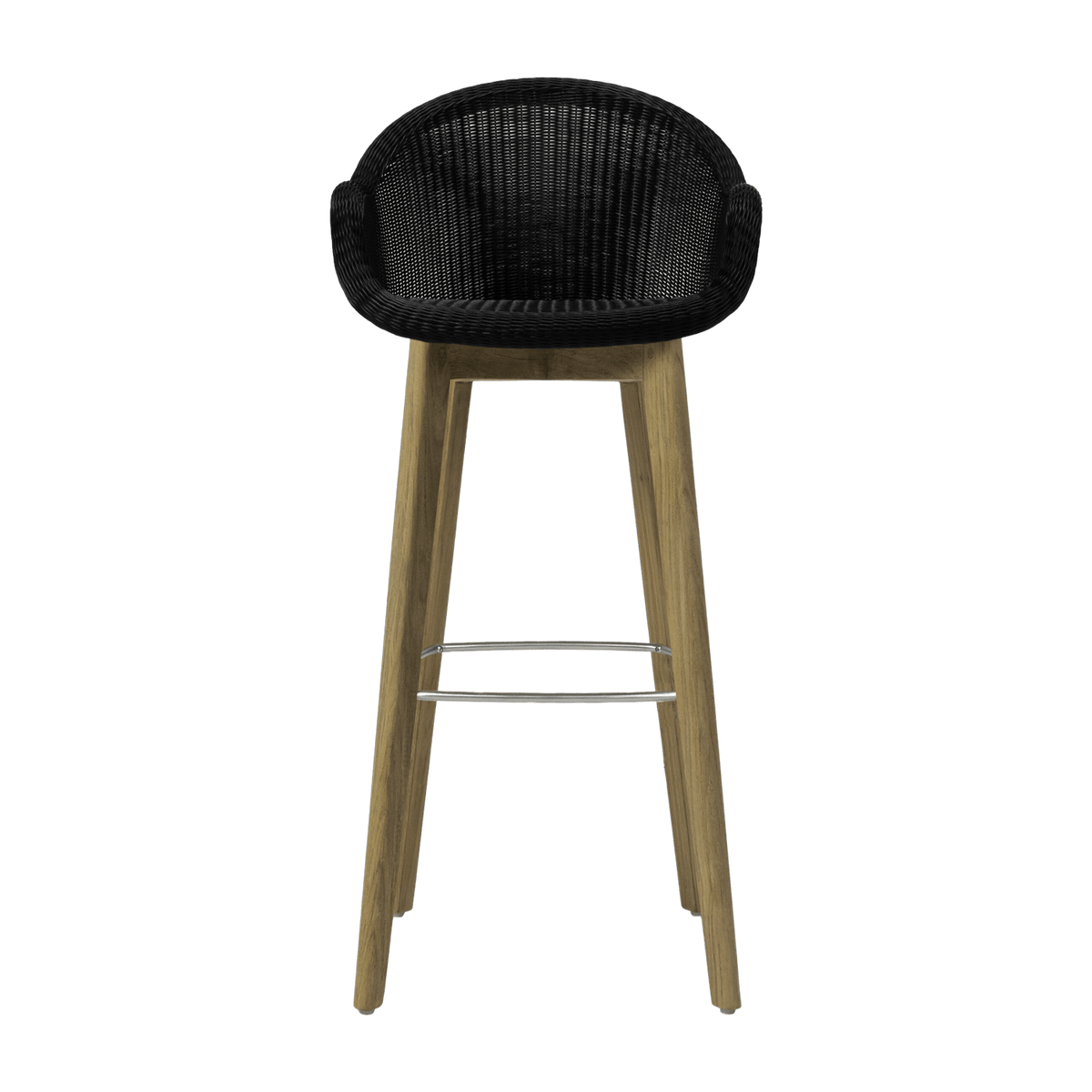Chaise de bar en teck et osier noir 55 x 107 cm Edgard - Vincent Sheppard - The Cool Republic