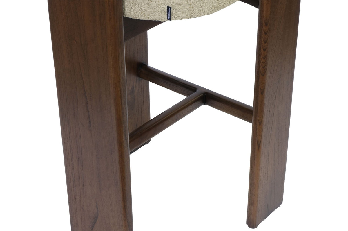 Chaise de bar en tissu beige et bois mindi foncé 50x56x101cm Sotho - Versmissen - The Cool Republic