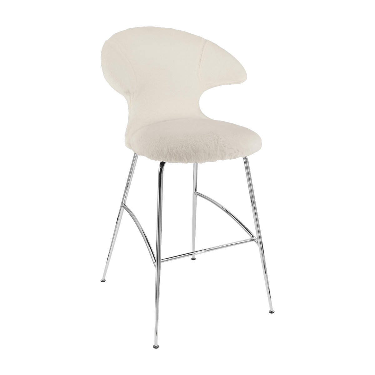 Chaise de bar en tissu blanc et acier chrome 75 cm Time Flies - UMAGE - The Cool Republic