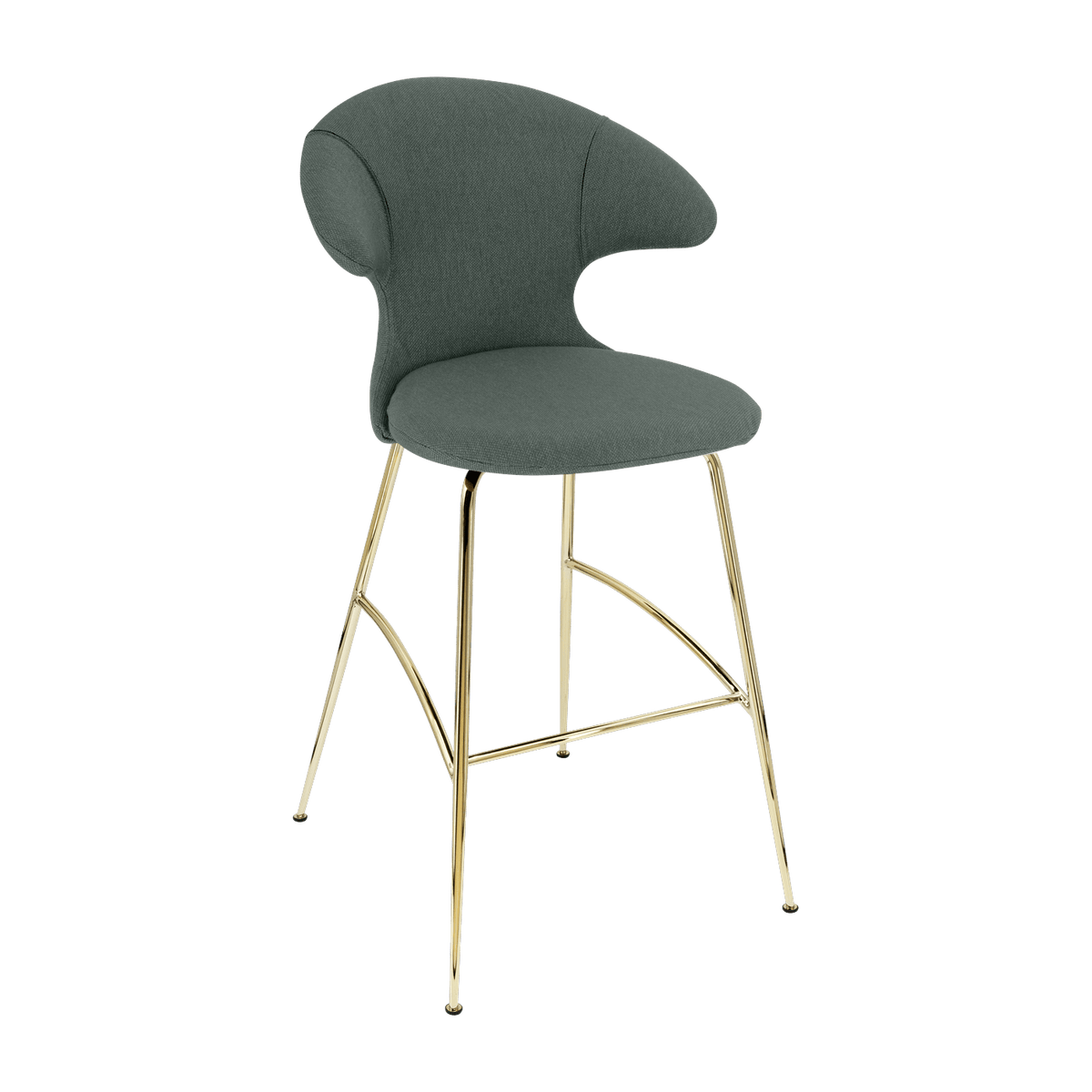 Chaise de bar en tissu bleu gris et acier laiton 75 cm Time Flies - UMAGE - The Cool Republic