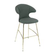 Chaise de bar en tissu bleu gris et acier laiton 75 cm Time Flies - UMAGE - The Cool Republic