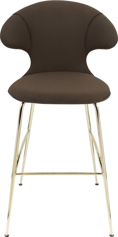 Chaise de bar en tissu mocca et acier laiton 75 Time Flies - UMAGE - The Cool Republic