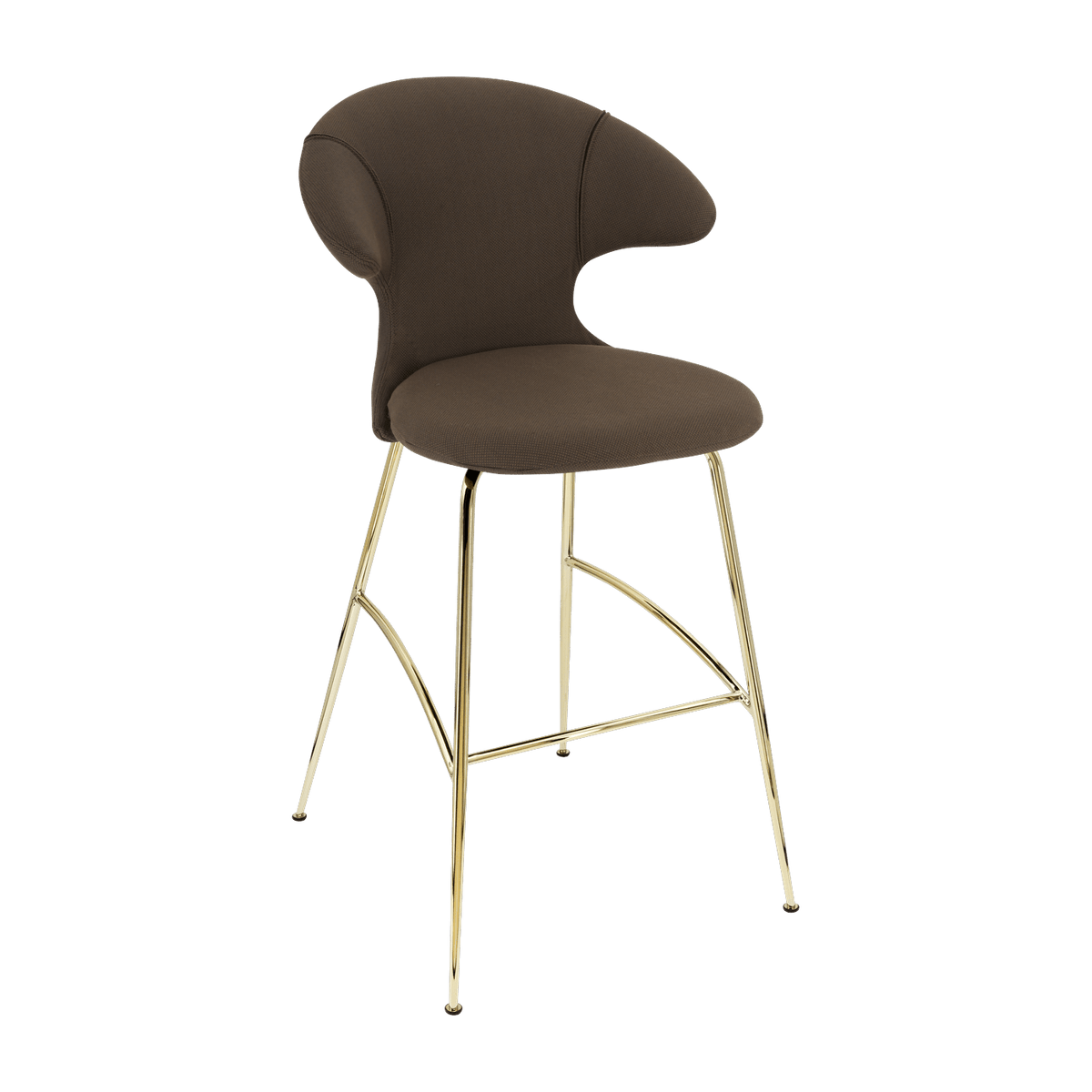 Chaise de bar en tissu mocca et acier laiton 75 Time Flies - UMAGE - The Cool Republic