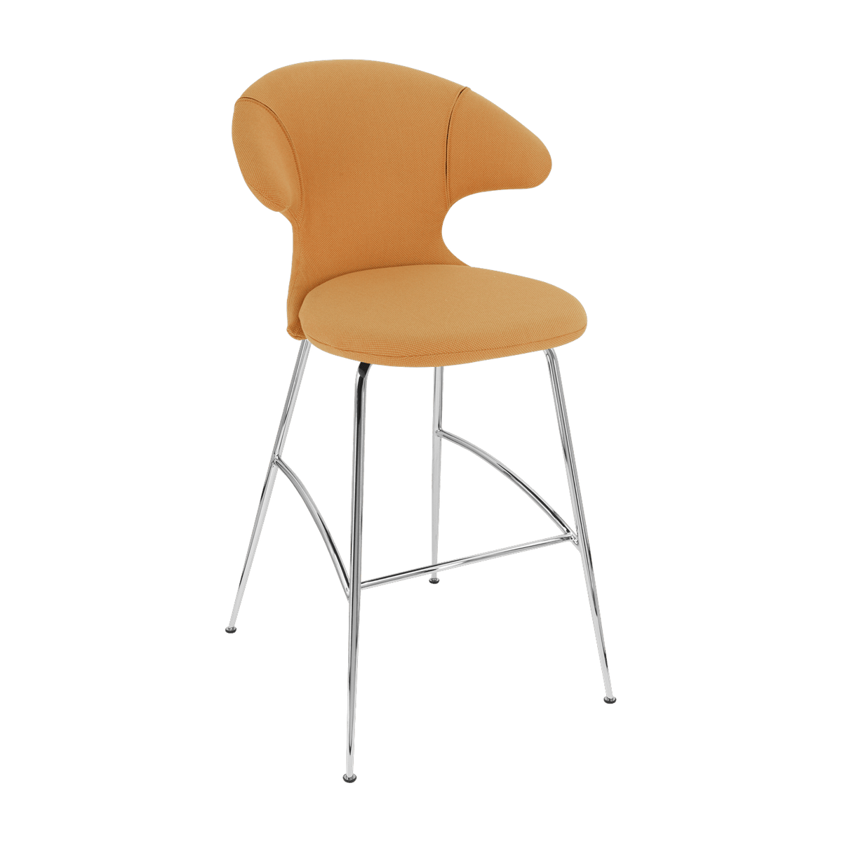 Chaise de bar en tissu orange et acier chrome 75 cm Time Flies - UMAGE - The Cool Republic