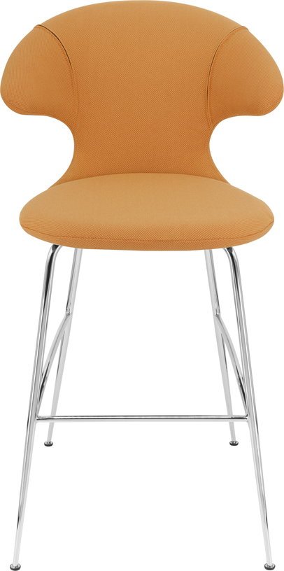 Chaise de bar en tissu orange et acier chrome 75 cm Time Flies - UMAGE - The Cool Republic