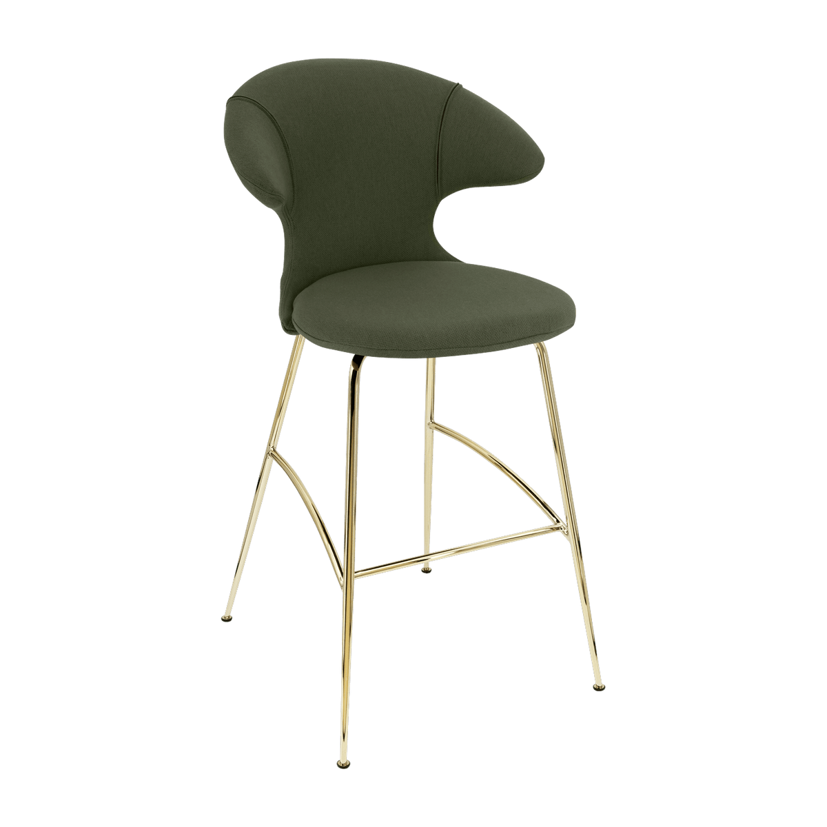Chaise de bar en tissu vert et acier laiton 75 cm Time Flies - UMAGE - The Cool Republic