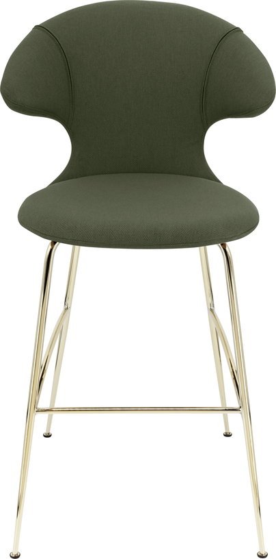 Chaise de bar en tissu vert et acier laiton 75 cm Time Flies - UMAGE - The Cool Republic