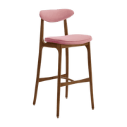 Chaise de bar en velours rose poudré et frêne 100 cm - 366 Concept - The Cool Republic