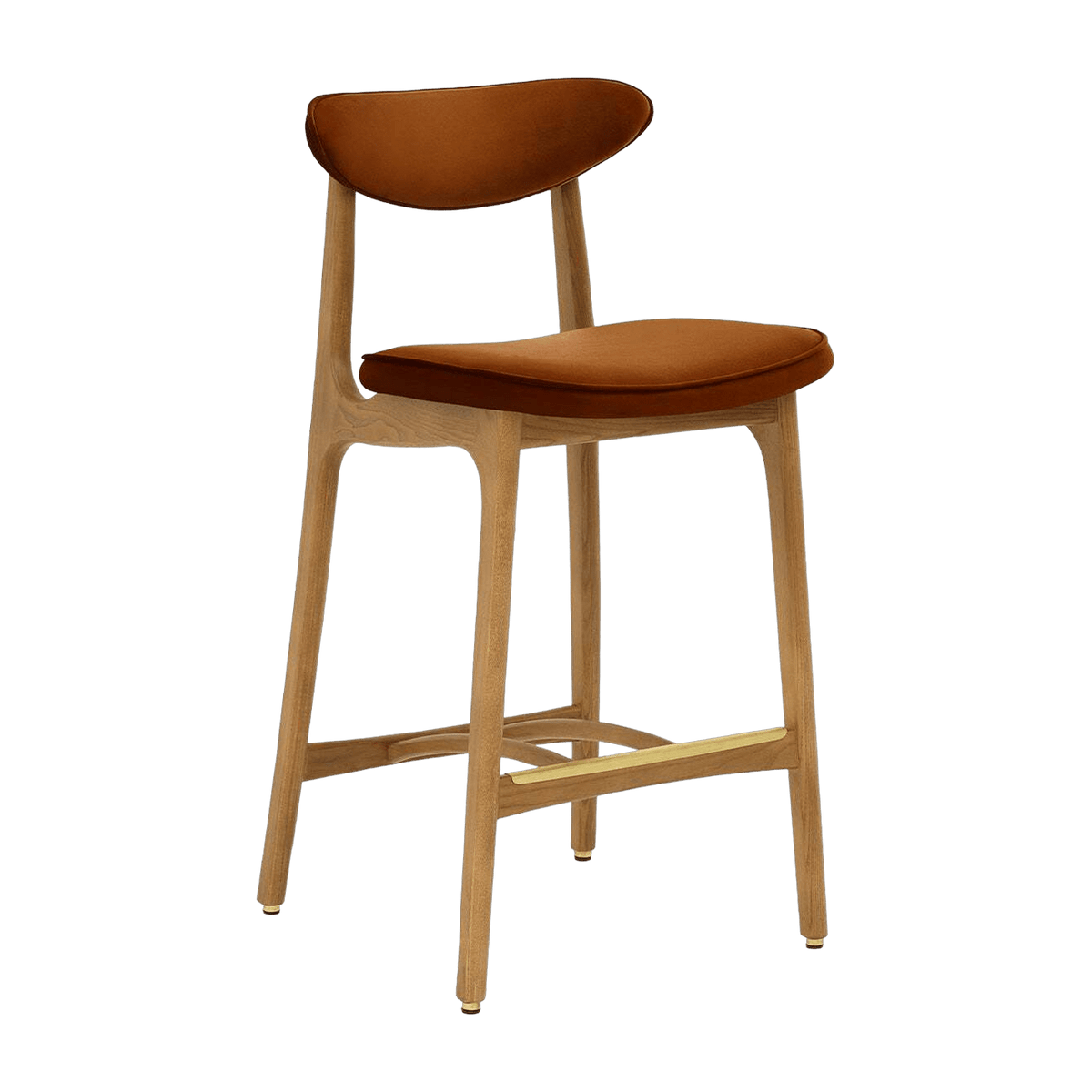 Chaise de bar en velours sierra et frêne naturel 100cm Série 200-190 - 366 Concept - The Cool Republic