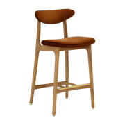 Chaise de bar en velours sierra et frêne naturel 90cm Série 200-190 - 366 Concept - The Cool Republic