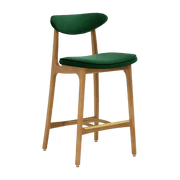 Chaise de bar en velours vert bouteille et frêne naturel 90cm Série 200-190 - 366 Concept - The Cool Republic