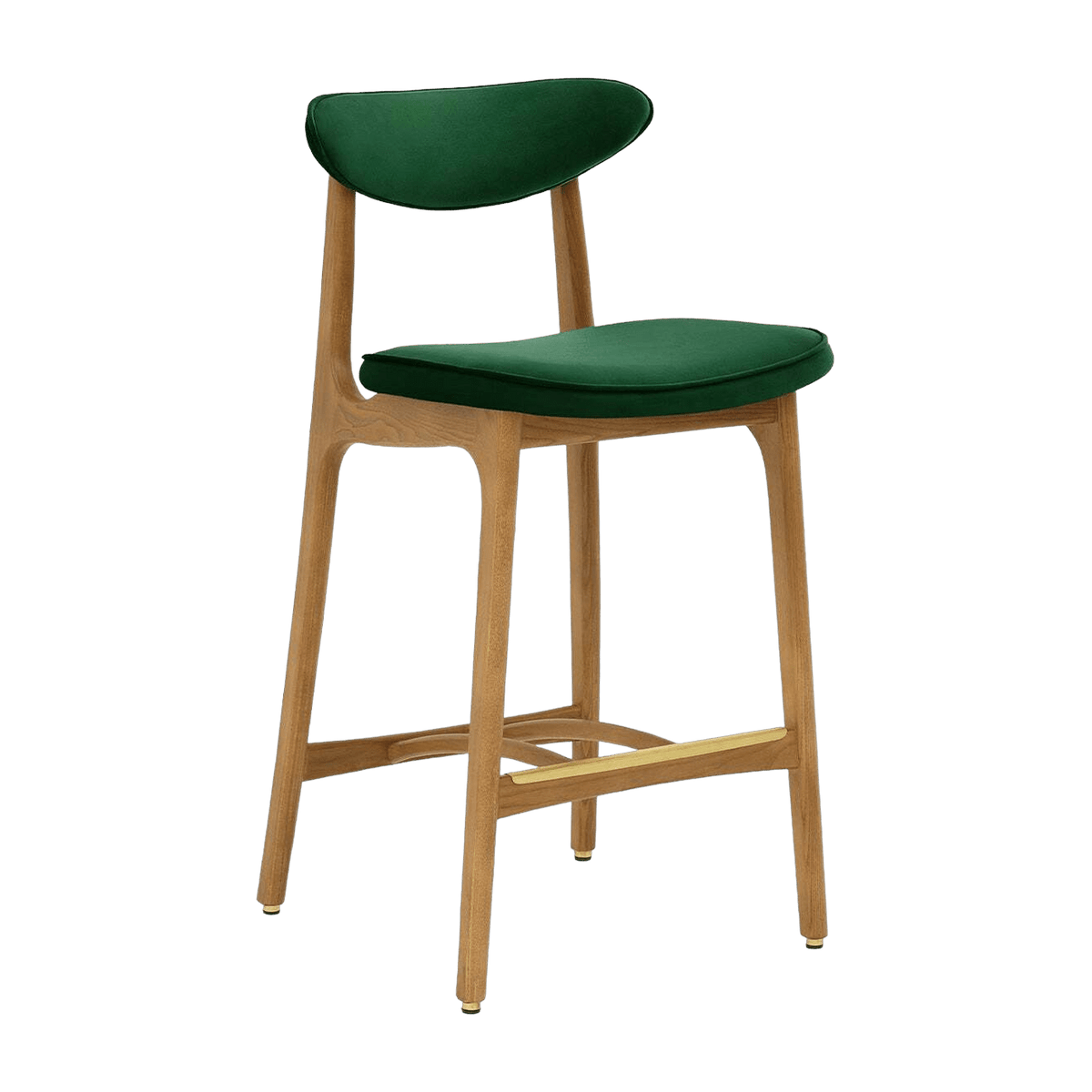 Chaise de bar en velours vert bouteille et frêne naturel 90cm Série 200-190 - 366 Concept - The Cool Republic