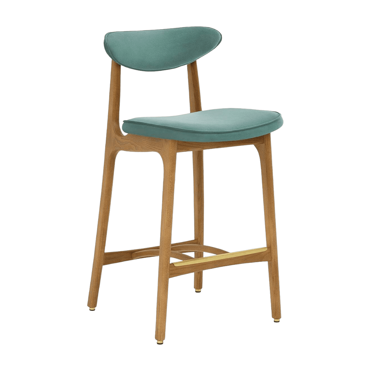 Chaise de bar en velours vert menthe et frêne naturel 90cm Série 200-190 - 366 Concept - The Cool Republic
