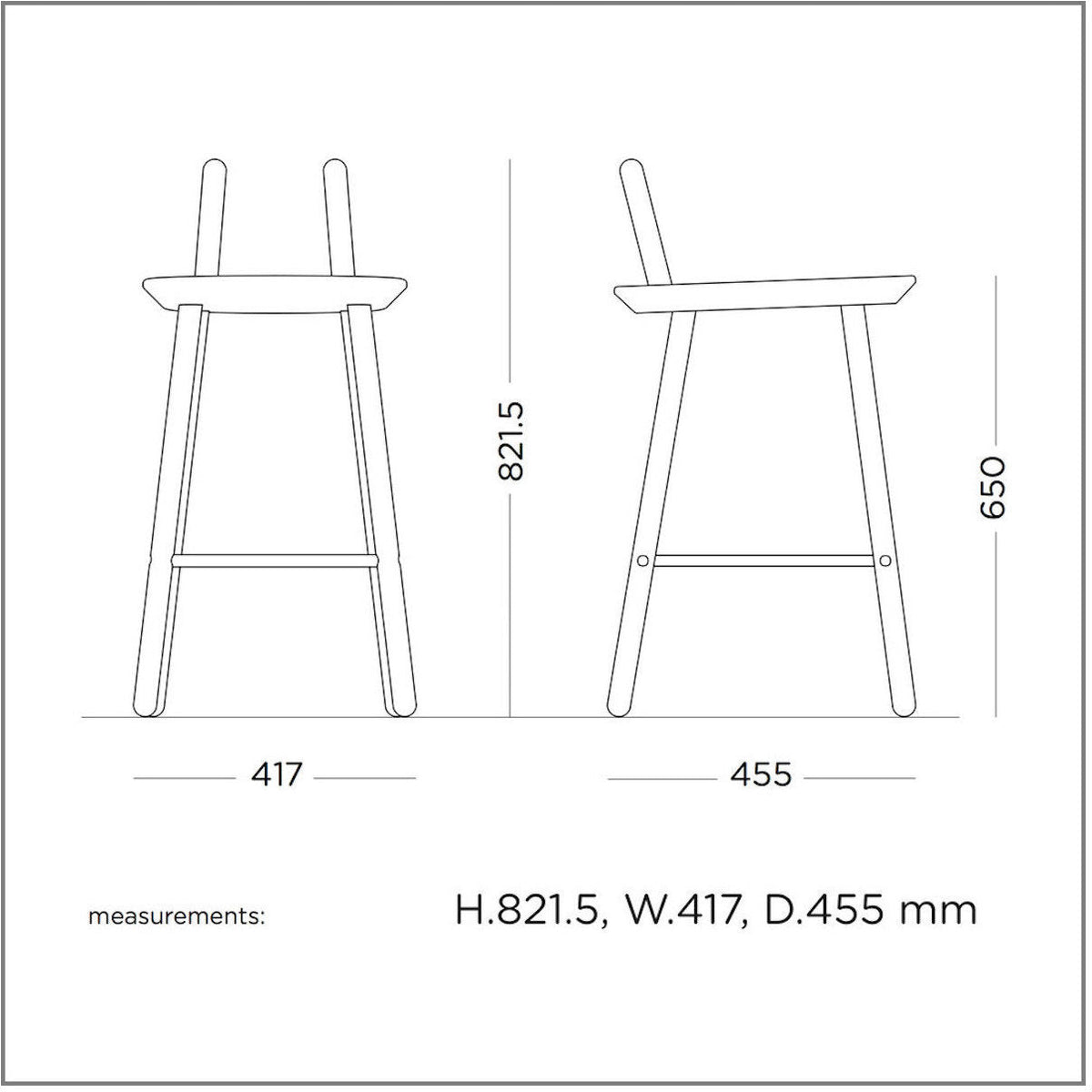 Chaise de bar noire 65 cm Naïve - Emko - The Cool Republic