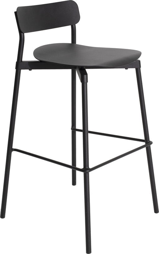 Chaise de bar outdoor noire 65 cm Fromme - Petite friture - The Cool Republic
