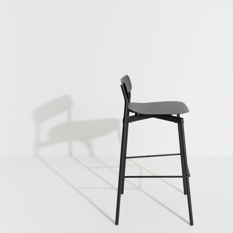 Chaise de bar outdoor noire 75 cm Fromme - Petite friture - The Cool Republic