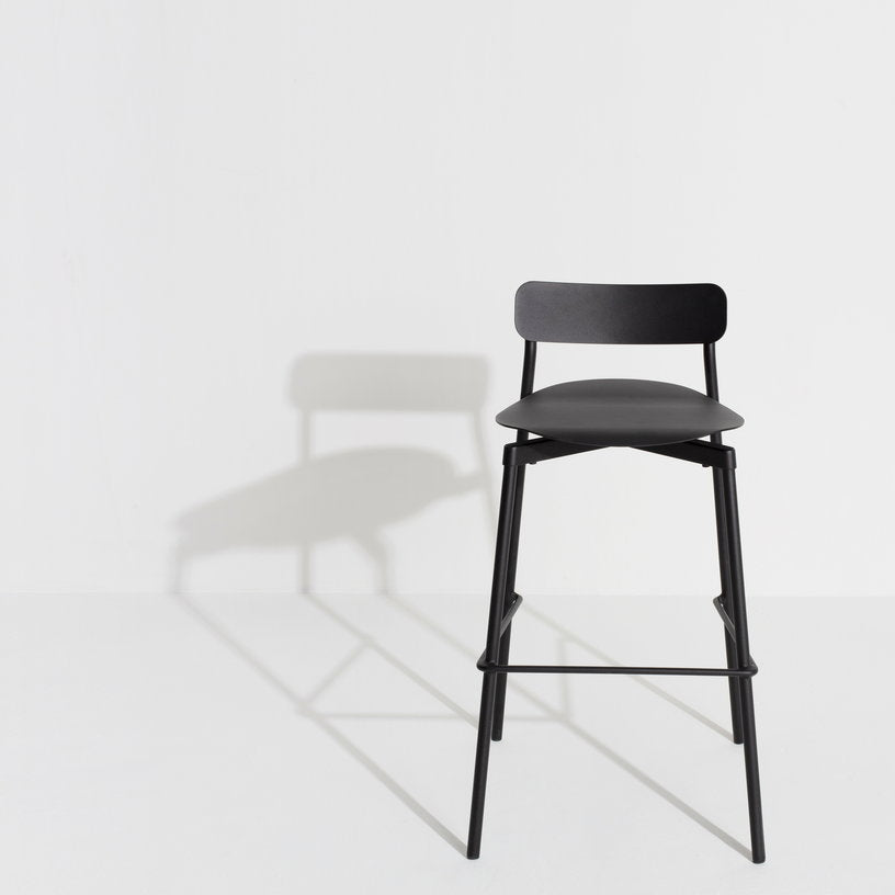 Chaise de bar outdoor noire 75 cm Fromme - Petite friture - The Cool Republic