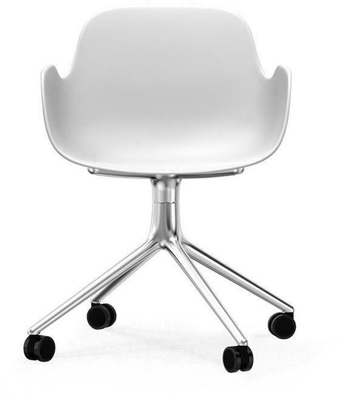 Chaise de bureau à roulettes avec accoudoirs en polypropylene blanche Swivel 4W blanc - Normann Copenhagen - The Cool Republic