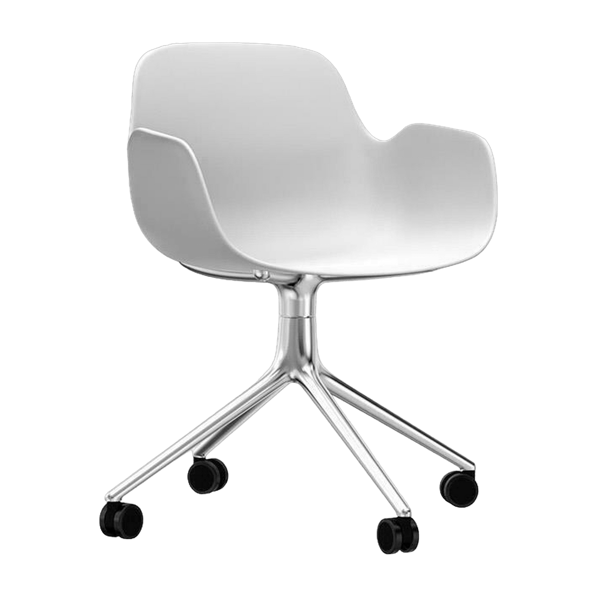 Chaise de bureau à roulettes avec accoudoirs en polypropylene blanche Swivel 4W blanc - Normann Copenhagen - The Cool Republic
