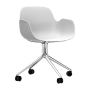 Chaise de bureau à roulettes avec accoudoirs en polypropylene blanche Swivel 4W blanc - Normann Copenhagen - The Cool Republic