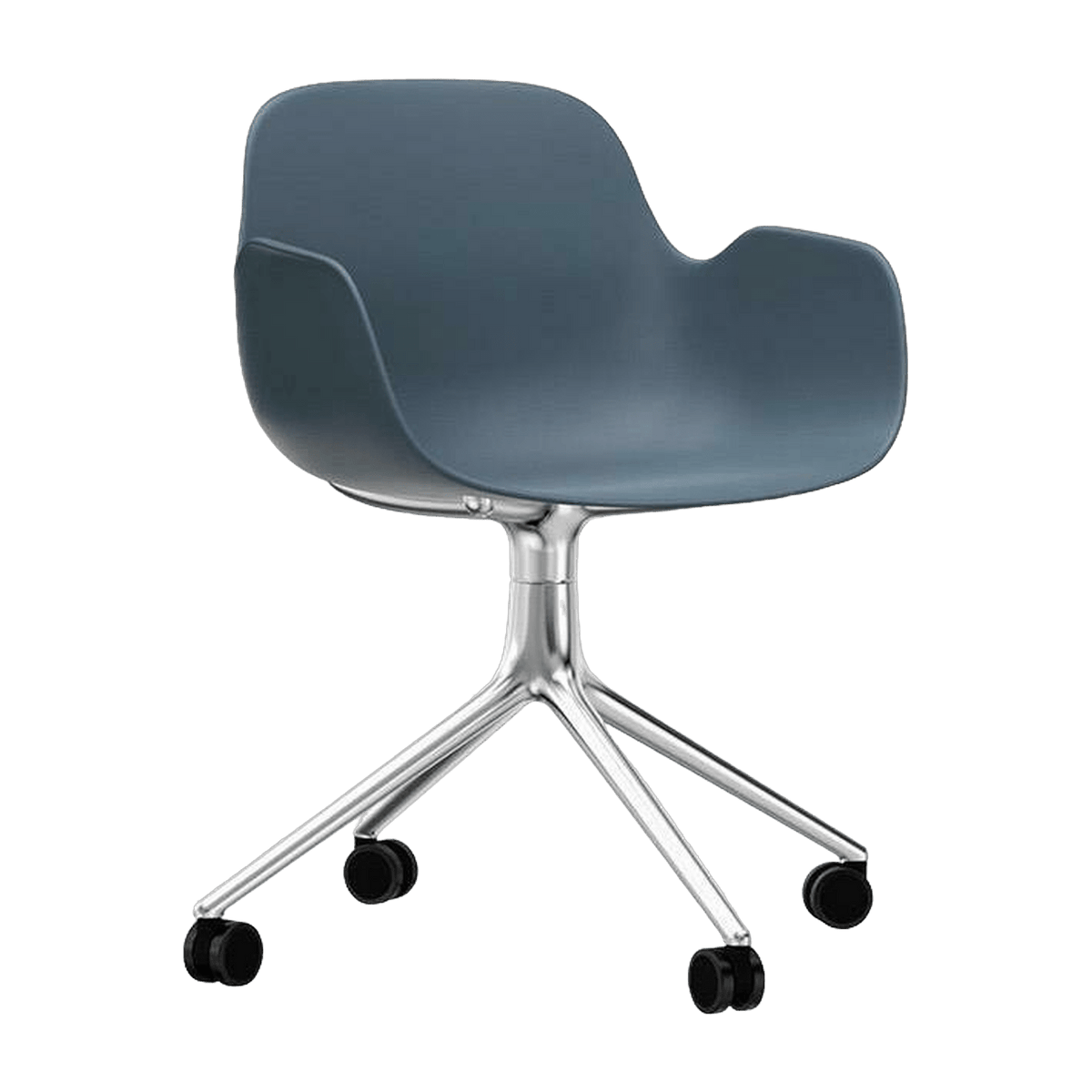 Chaise de bureau à roulettes avec accoudoirs en polypropylene bleue Swivel 4W bleu - Normann Copenhagen - The Cool Republic