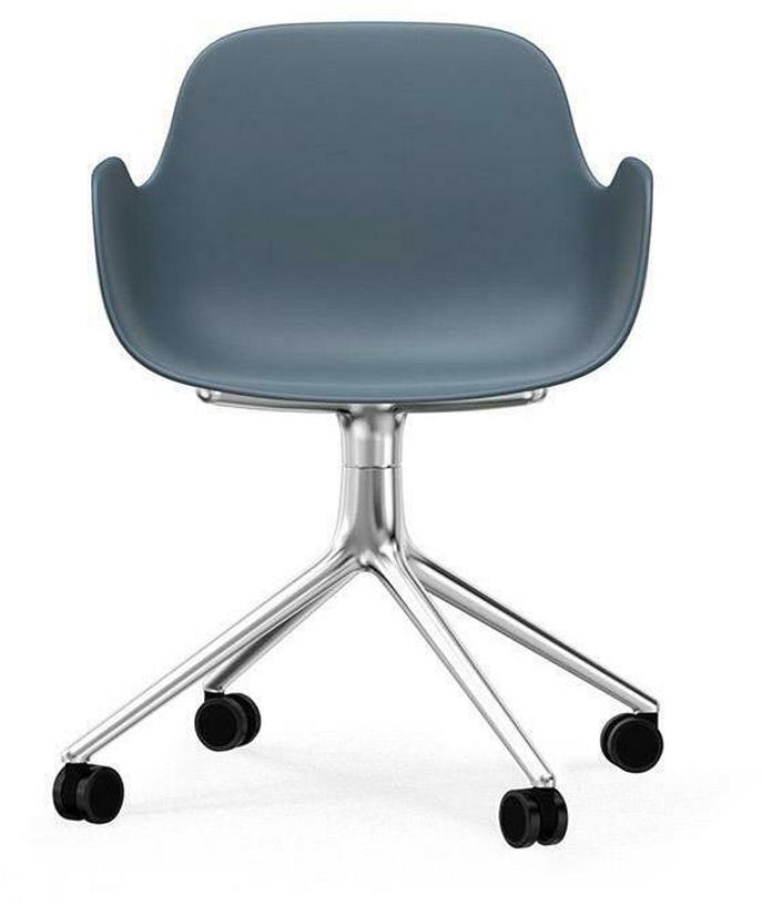 Chaise de bureau à roulettes avec accoudoirs en polypropylene bleue Swivel 4W bleu - Normann Copenhagen - The Cool Republic