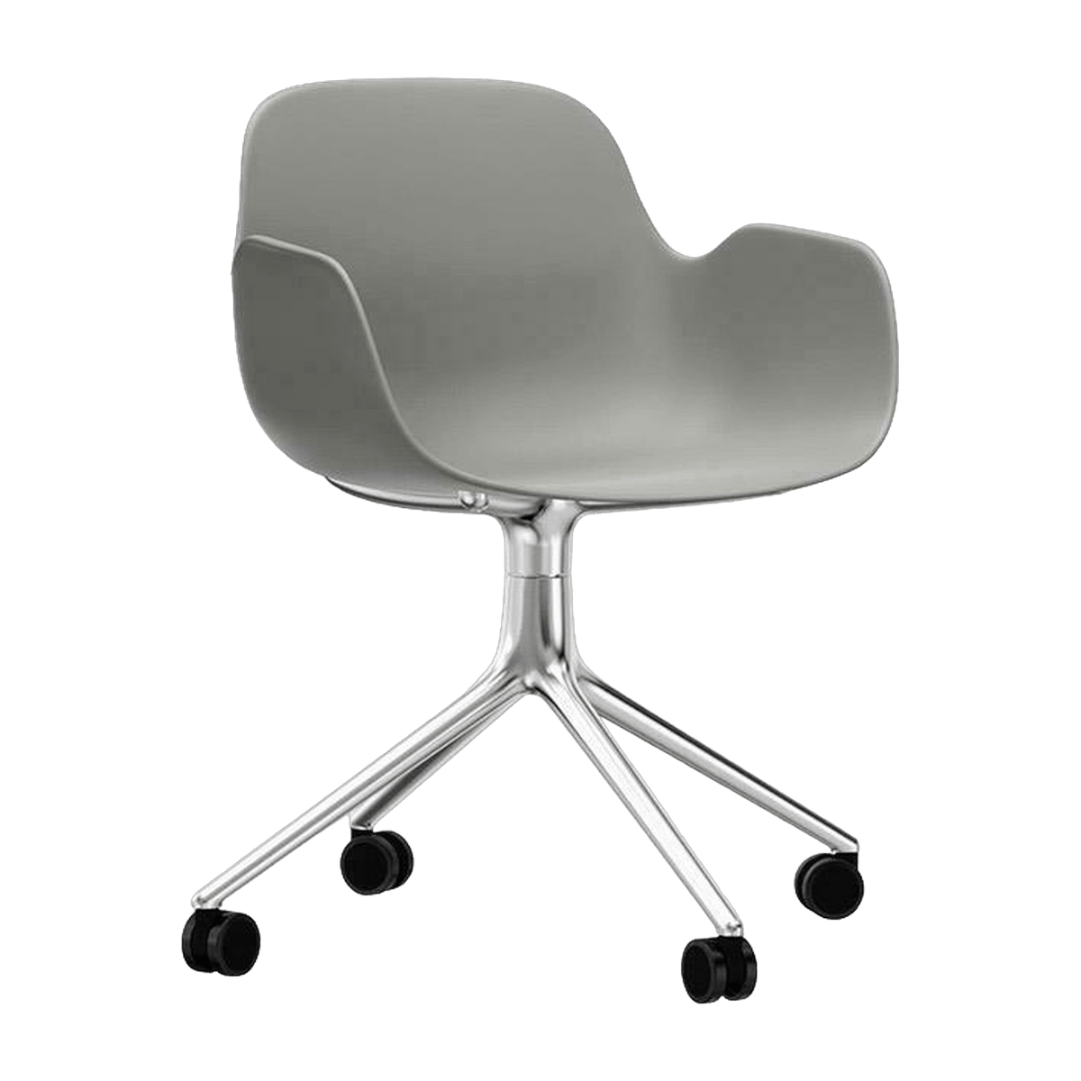 Chaise de bureau à roulettes avec accoudoirs en polypropylene grise Swivel 4W Grey - Normann Copenhagen - The Cool Republic