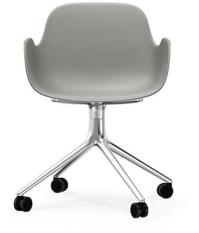 Chaise de bureau à roulettes avec accoudoirs en polypropylene grise Swivel 4W Grey - Normann Copenhagen - The Cool Republic