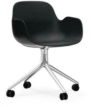Chaise de bureau à roulettes avec accoudoirs en polypropylene noire Swivel 4W noir - Normann Copenhagen - The Cool Republic