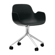 Chaise de bureau à roulettes avec accoudoirs en polypropylene noire Swivel 4W noir - Normann Copenhagen - The Cool Republic