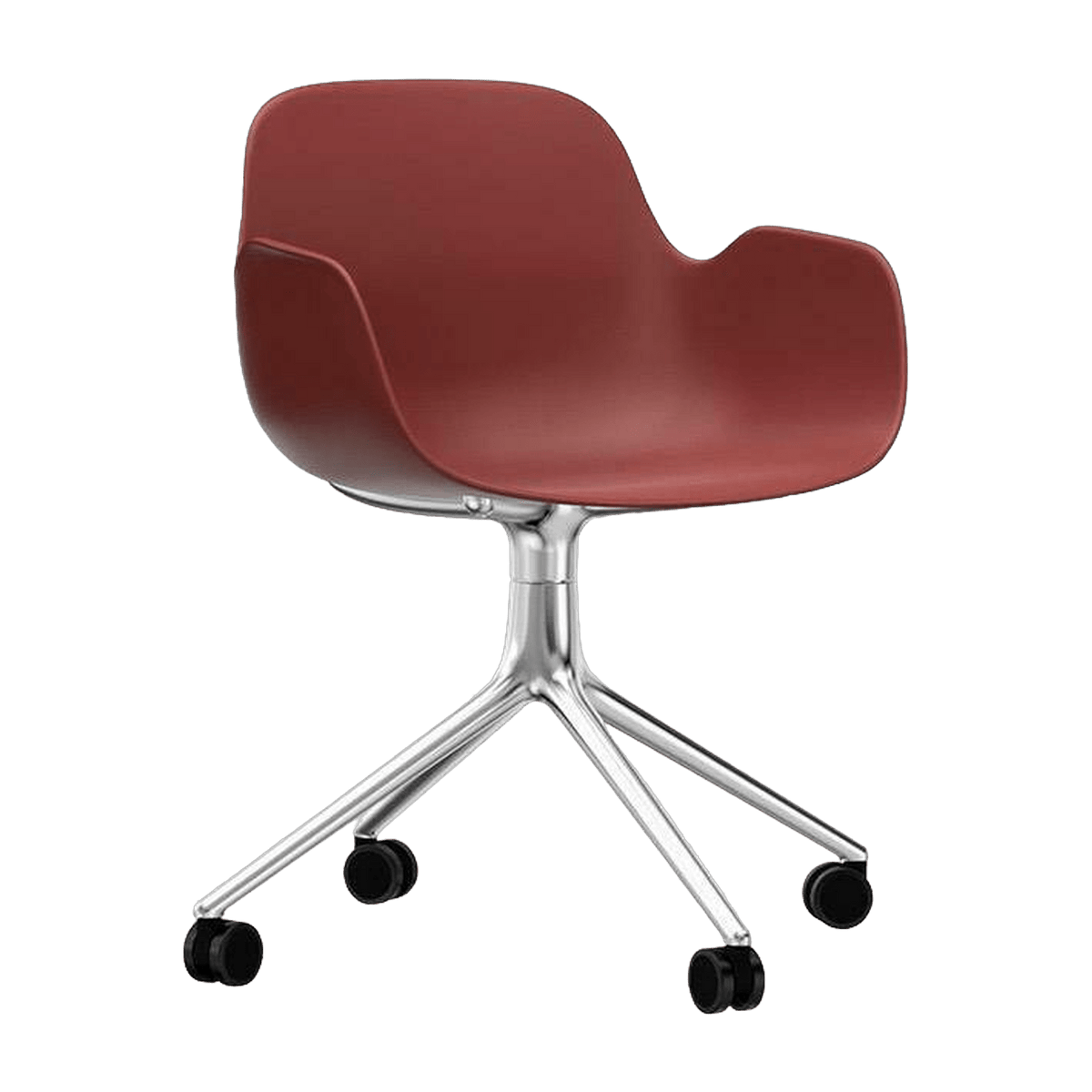 Chaise de bureau à roulettes avec accoudoirs en polypropylene rouge Swivel 4W rouge - Normann Copenhagen - The Cool Republic