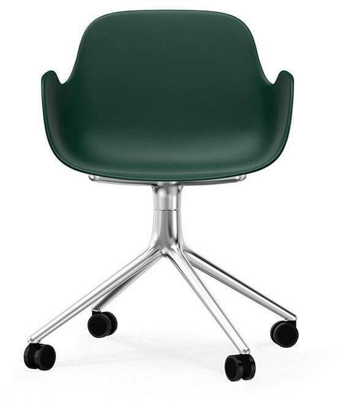 Chaise de bureau à roulettes avec accoudoirs en polypropylene verte Swivel 4W vert - Normann Copenhagen - The Cool Republic