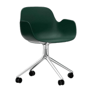 Chaise de bureau à roulettes avec accoudoirs en polypropylene verte Swivel 4W vert - Normann Copenhagen - The Cool Republic