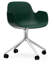 Chaise de bureau à roulettes avec accoudoirs en polypropylene verte Swivel 4W vert - Normann Copenhagen - The Cool Republic