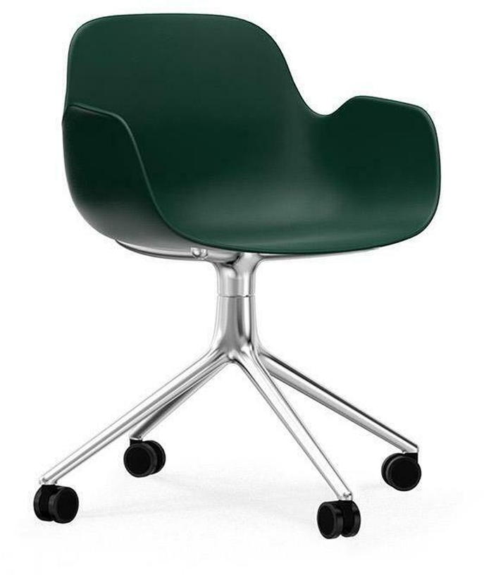 Chaise de bureau à roulettes avec accoudoirs en polypropylene verte Swivel 4W vert - Normann Copenhagen - The Cool Republic