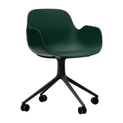 Chaise de bureau à roulettes avec accoudoirs en pp verte et noire Swivel 4W vert - Normann Copenhagen - The Cool Republic