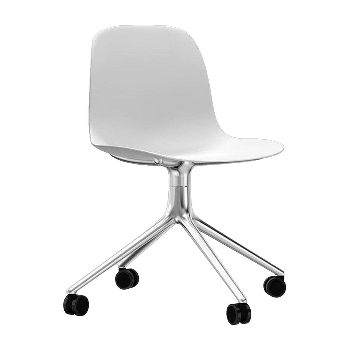 Chaise de bureau à roulettes en polypropylène blanche Swivel 4W blanc - Normann Copenhagen - The Cool Republic