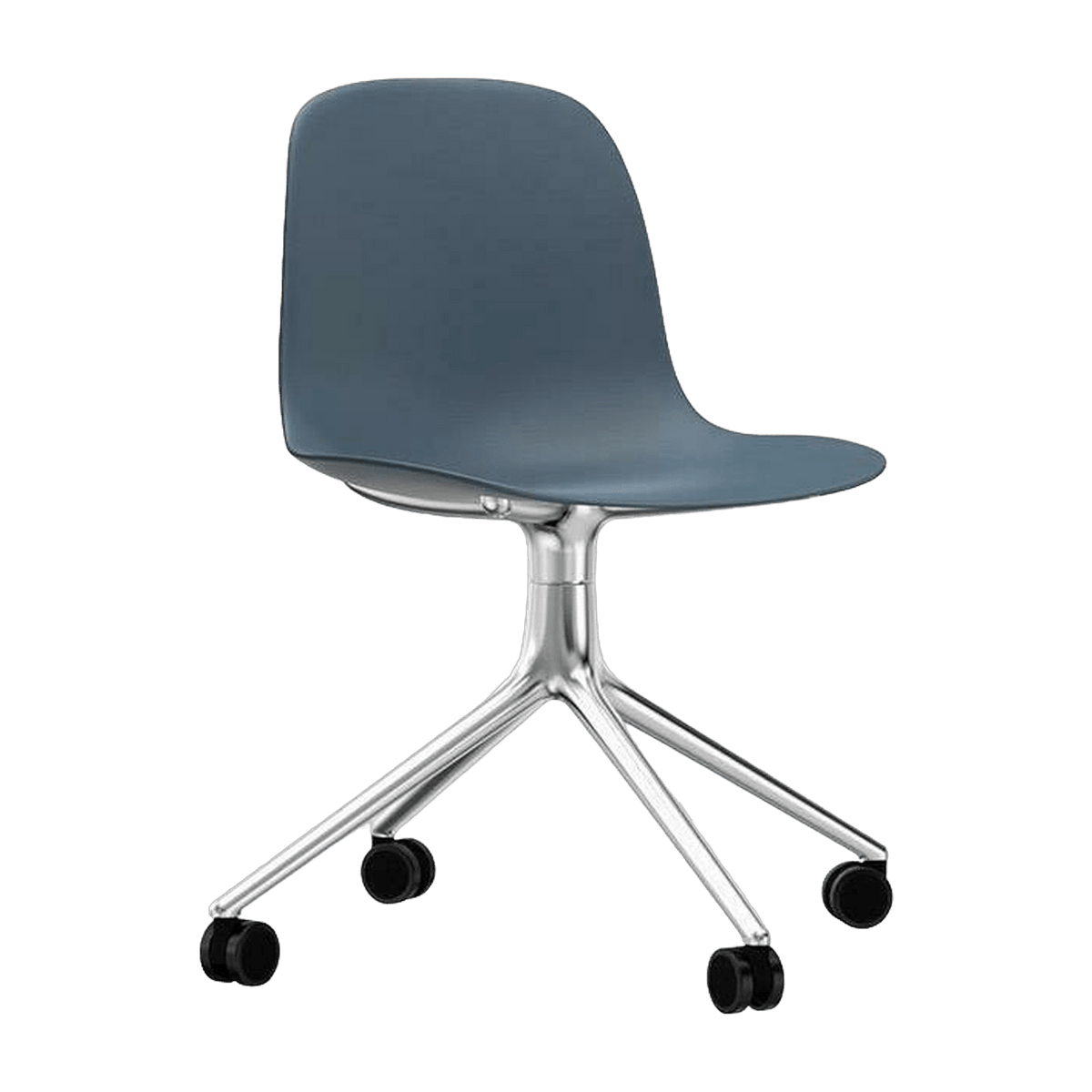 Chaise de bureau à roulettes en polypropylène bleue Swivel 4W bleu - Normann Copenhagen - The Cool Republic