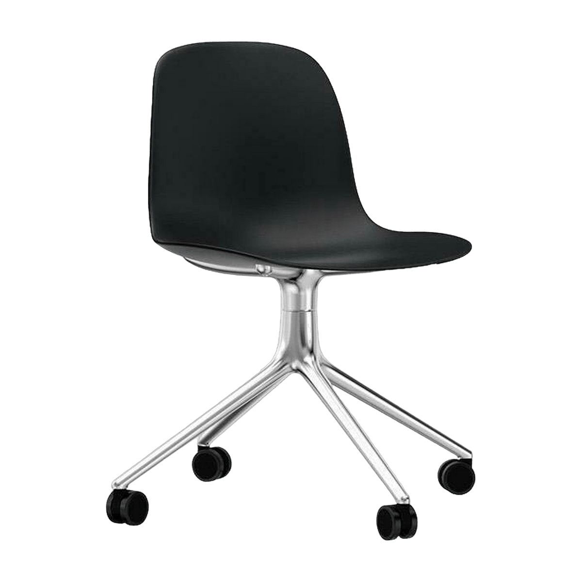 Chaise de bureau à roulettes en polypropylène noire Swivel 4W noir - Normann Copenhagen - The Cool Republic