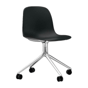 Chaise de bureau à roulettes en polypropylène noire Swivel 4W noir - Normann Copenhagen - The Cool Republic